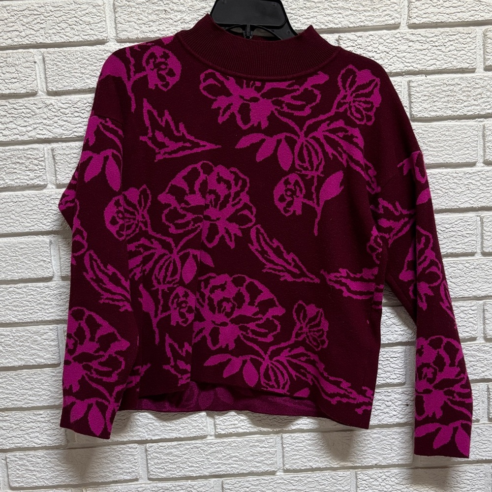 Cyrus Burgundy and Pink Knit Sweater